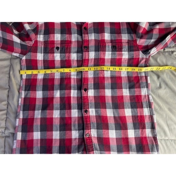 J Crew Shirt Mens MED Red Grey Plaid Flannel‎ Workshirt Button Up Cotton Casual - Picture 9 of 11
